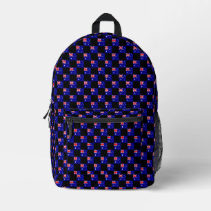 Chequered Australia Flag Pattern Printed Backpack