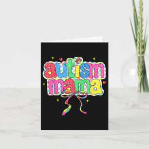 Chequered Autism Mama Coquette Bow Autism Awarenes Card
