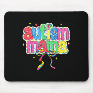 Chequered Autism Mama Coquette Bow Autism Awarenes Mouse Pad