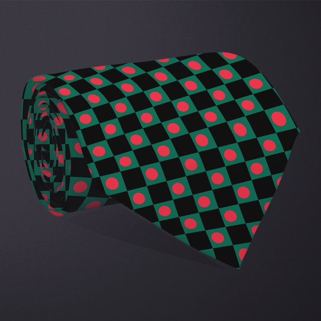 Chequered Bangladesh Flag Pattern  Tie (Creator Uploaded)