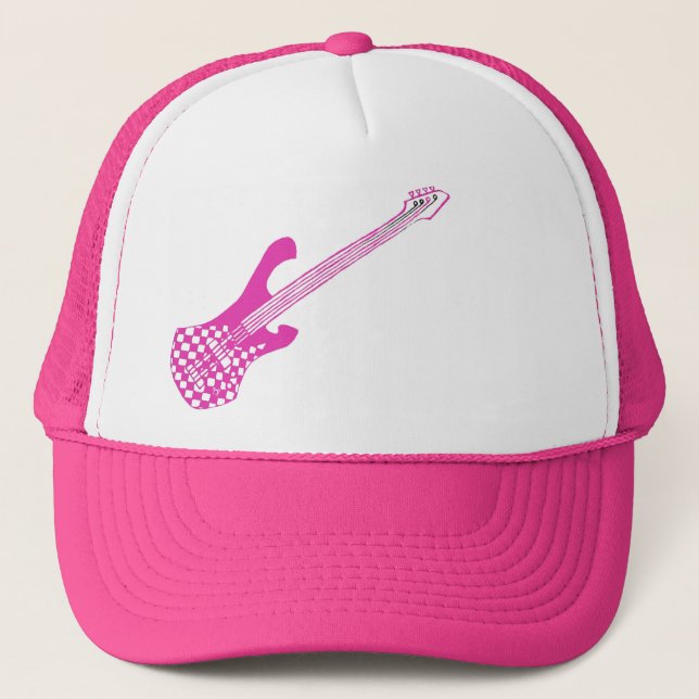 Chequered Bass Hat-Pink Trucker Hat (Front)