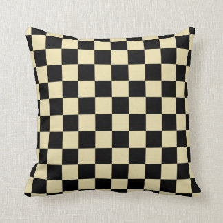 Chequered Beige and Black Throw Pillow