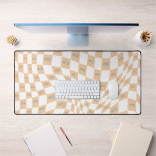 chequered beige and grey modern retro  desk mat