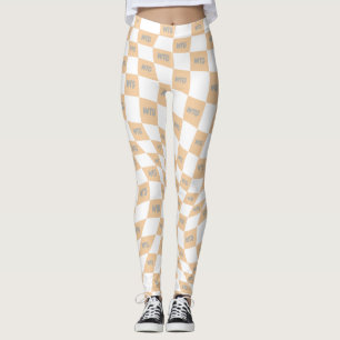 chequered beige and grey modern retro  leggings