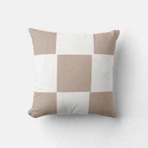 Chequered Beige Tan Throw Pillow