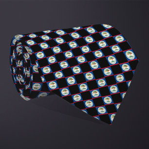 Chequered Belize Flag Pattern  Tie