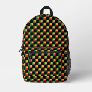 Chequered Benin Flag Pattern  Printed Backpack
