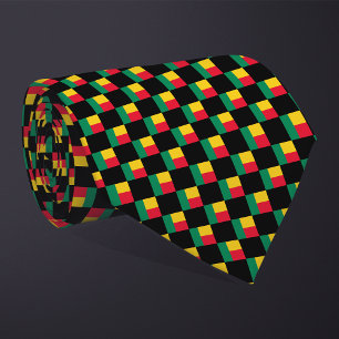 Chequered Benin Flag Pattern  Tie