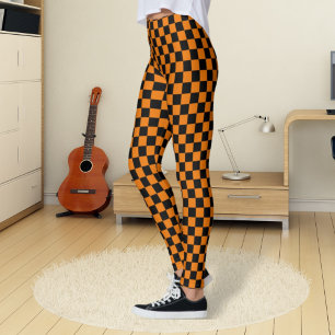 Chequered Black and Orange Leggings