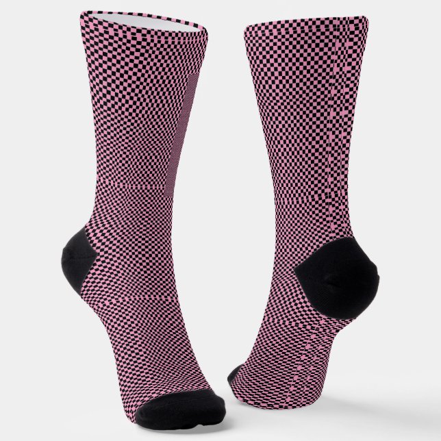 Chequered black and pink socks (Angled)