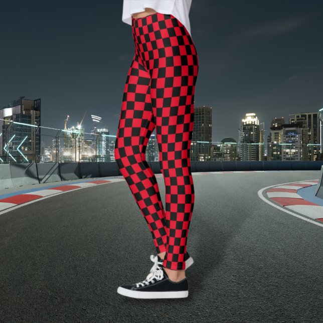 Chequered Black and Red Leggings (Creator Uploaded)