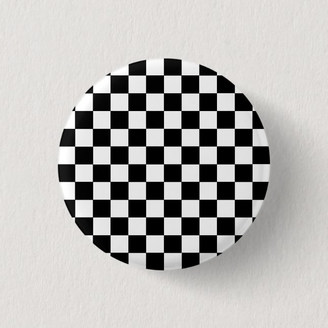 Chequered Black and White 1 Inch Round Button (Front)