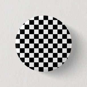 Chequered Black and White 1 Inch Round Button