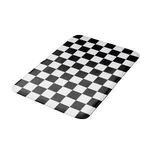 Chequered Black and White Bath Mat