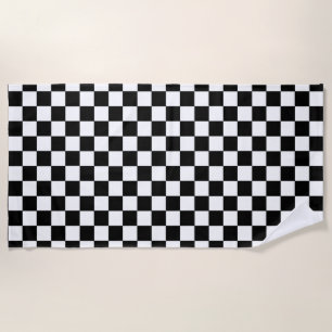 Chequered Black and White Beach Towel