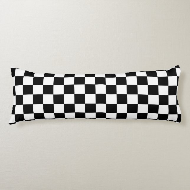 Chequered Black and White Body Pillow (Front)