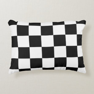 Chequered Black and White Decorative Pillow