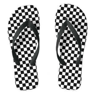 Chequered Black and White Flip Flops