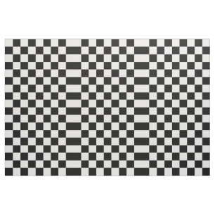 Chequered Black and White Geometric Fabric