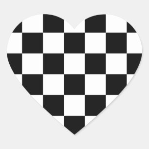 Chequered Black and White Heart Sticker