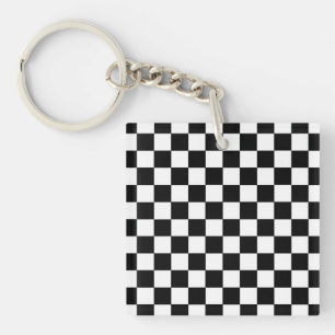 Chequered Black and White Keychain