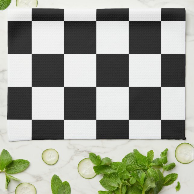 Chequered Black and White Kitchen Towel (Folded)