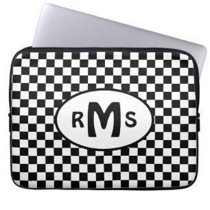 Chequered Black and White Monogram Laptop Sleeve