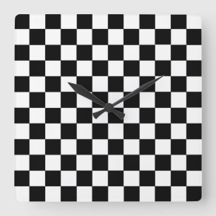 Chequered Black and White Square Wall Clock