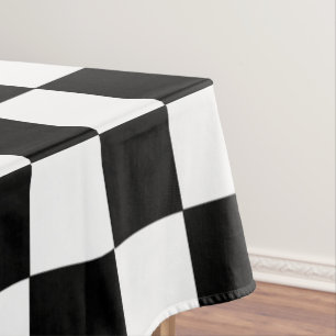 Chequered Black and White Tablecloth