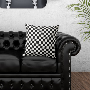 Chequered Black and White Throw Pillow