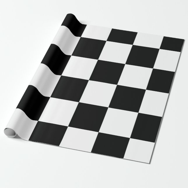 Chequered Black and White Wrapping Paper (Unrolled)