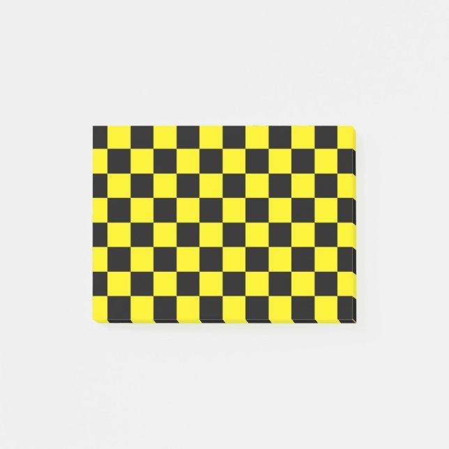 Chequered Black and Yellow Post-it Notes (Front)