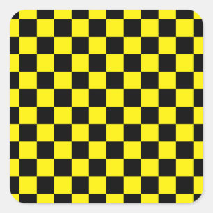 Chequered Black and Yellow Square Sticker