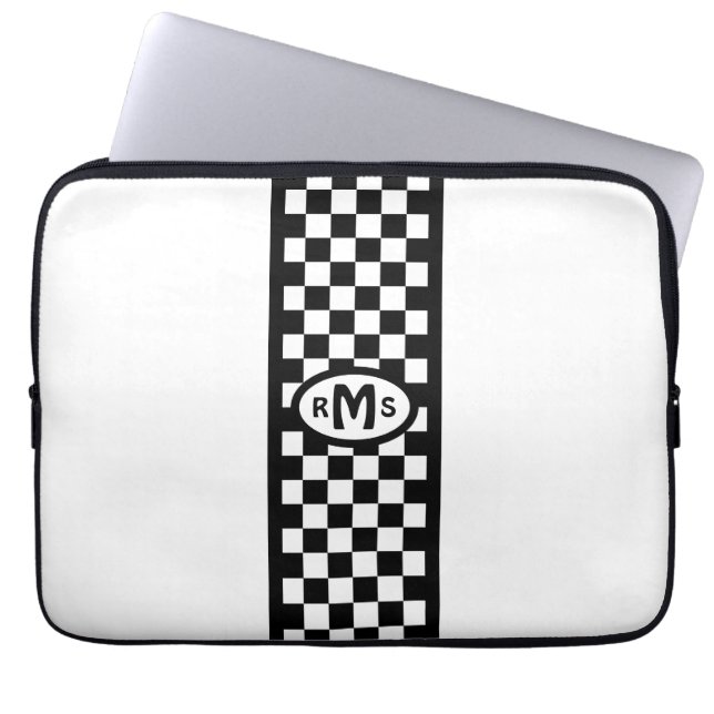Chequered Black Monogram Laptop Sleeve (Front)