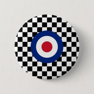 Chequered Black Racing Target Mod 2 Inch Round Button
