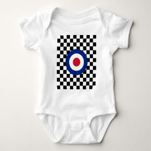 Chequered Black Racing Target Mod Baby Bodysuit