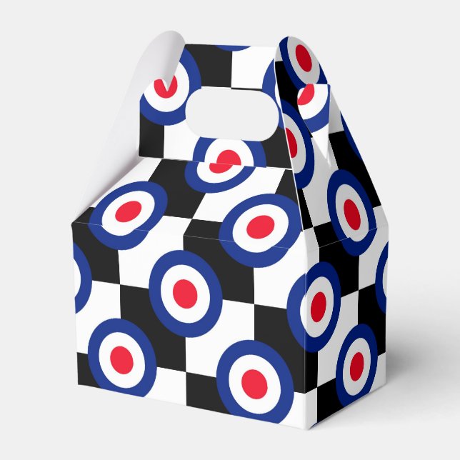 Chequered Black Racing Target Mod Party Favor Box (Front Side)
