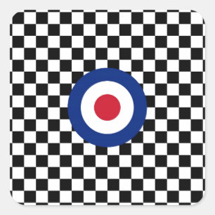 Chequered Black Racing Target Mod Square Sticker