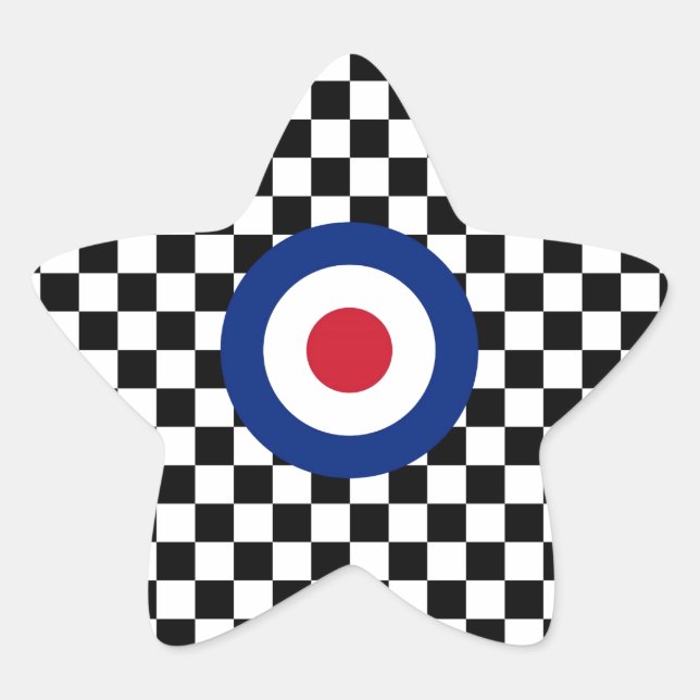 Chequered Black Racing Target Mod Star Sticker (Front)