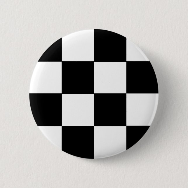 Chequered Black & White 2 Inch Round Button (Front)