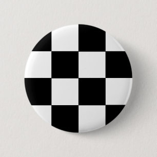 Chequered Black & White 2 Inch Round Button