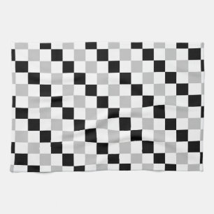 Chequered Black, White and Grey Kitchen Towel