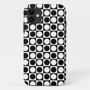 Chequered Black White Circles Pattern Design  iPhone 11 Case