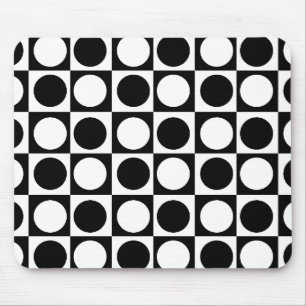 Chequered Black White Circles Pattern Design Mouse Pad