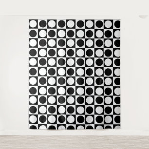 Chequered Black White Circles Pattern Design Tapestry