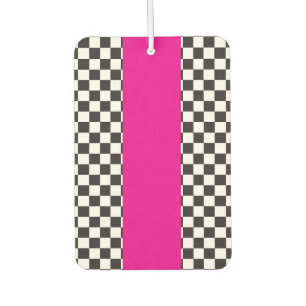 Chequered black white pink air freshener