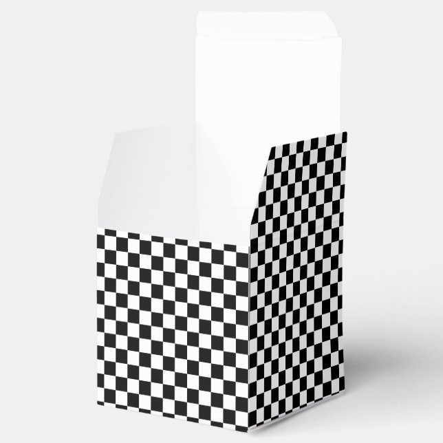 Chequered Black-white-Square Favour Box (Opened)