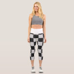 Chequered Black & White Squares or CUSTOM COLOR Capri Leggings<br><div class="desc">Chequered square tiles with a monotone grey style in a classic pattern with a crosshatched effect! Or customize the colour! Customize the background colour of this design! To choose your own background colour, click the blue 'Edit Design' button. In the design area, look for the layers panel on the left...</div>