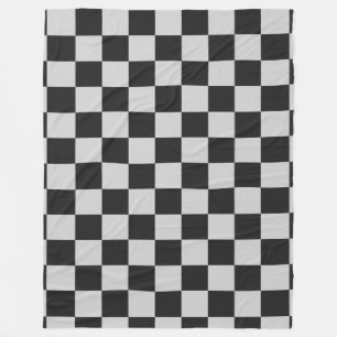 Chequered Black & White Squares or CUSTOM COLOR Fleece Blanket