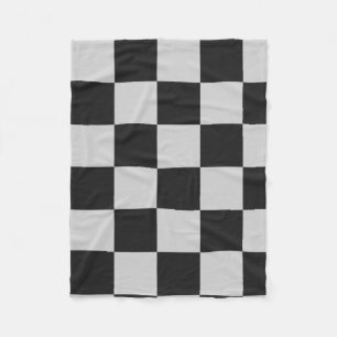 Chequered Black & White Squares or CUSTOM COLOR Fleece Blanket